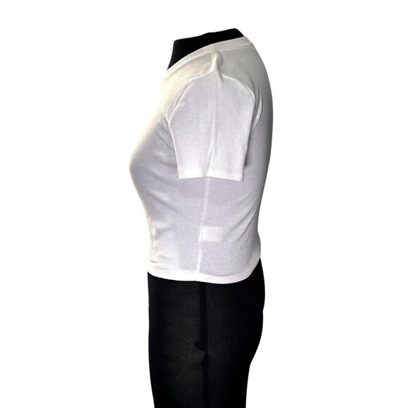 Live To Be Spoiled Womens Ribbed White T-Shirt Size M Cotton Blend - Picture 2 of 11